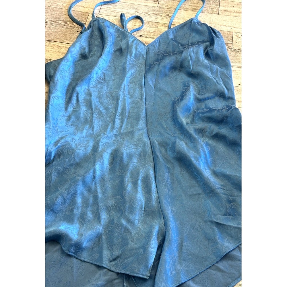 VICTORIA'S SECRET Women's Light Blue Tie-Back Jacquard‎ Romper Chemise XL XLARGE